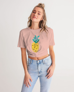 POP elements on pink Women's Twist-Front Cropped Tee