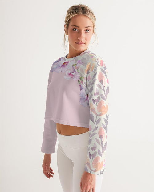 Floral  Watercolor  Cropped Sweatshirt