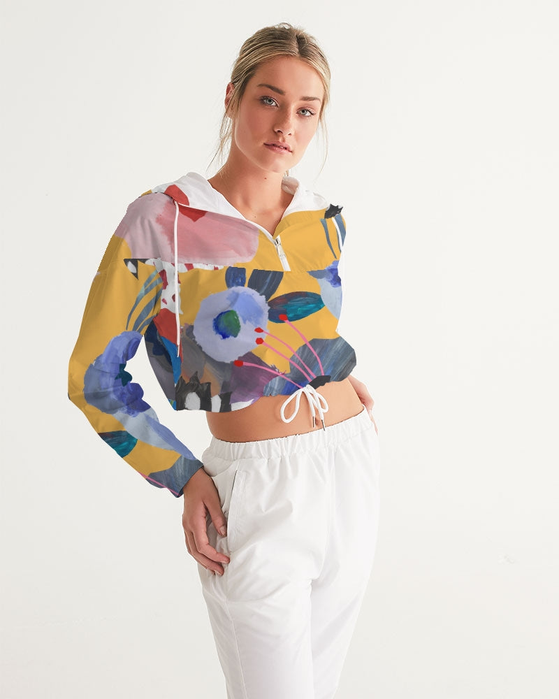 Floral Acrylic Cropped Windbreaker