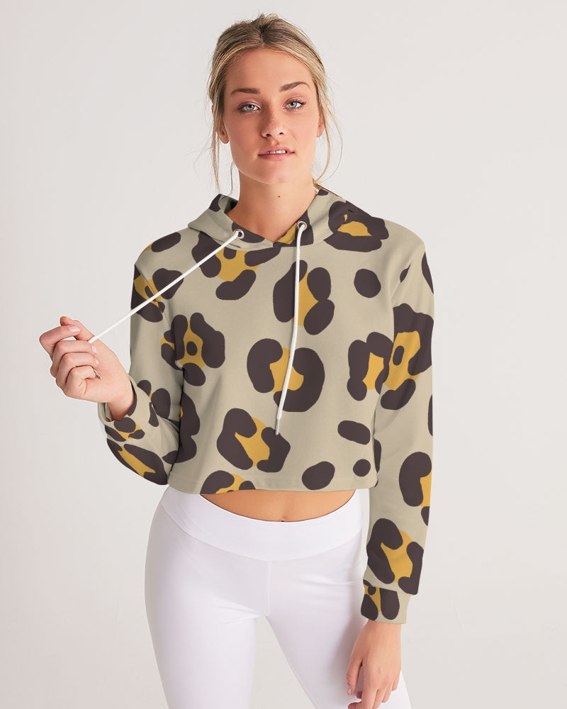 Retro Animal Print Cropped Hoodie