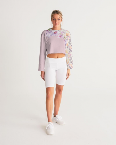 Floral  Watercolor  Cropped Sweatshirt