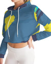 Abstract Blue Women's Cropped Hoodie