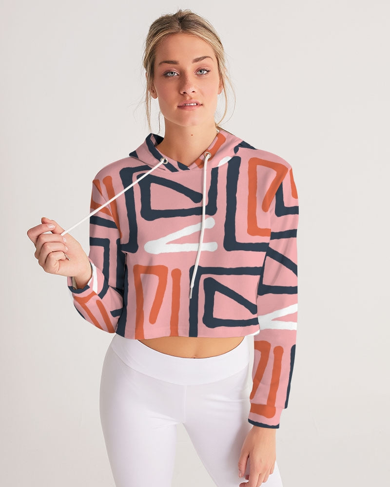 Abstract  pink Cropped Hoodie