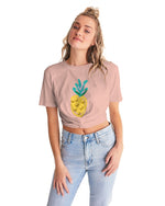 POP elements on pink Women's Twist-Front Cropped Tee