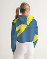 Abstract Blue Women's Cropped Hoodie