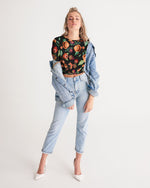 Embroidery Flowers Women's Twist-Front Cropped Tee