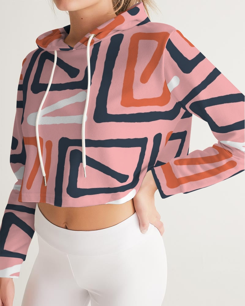 Abstract  pink Cropped Hoodie