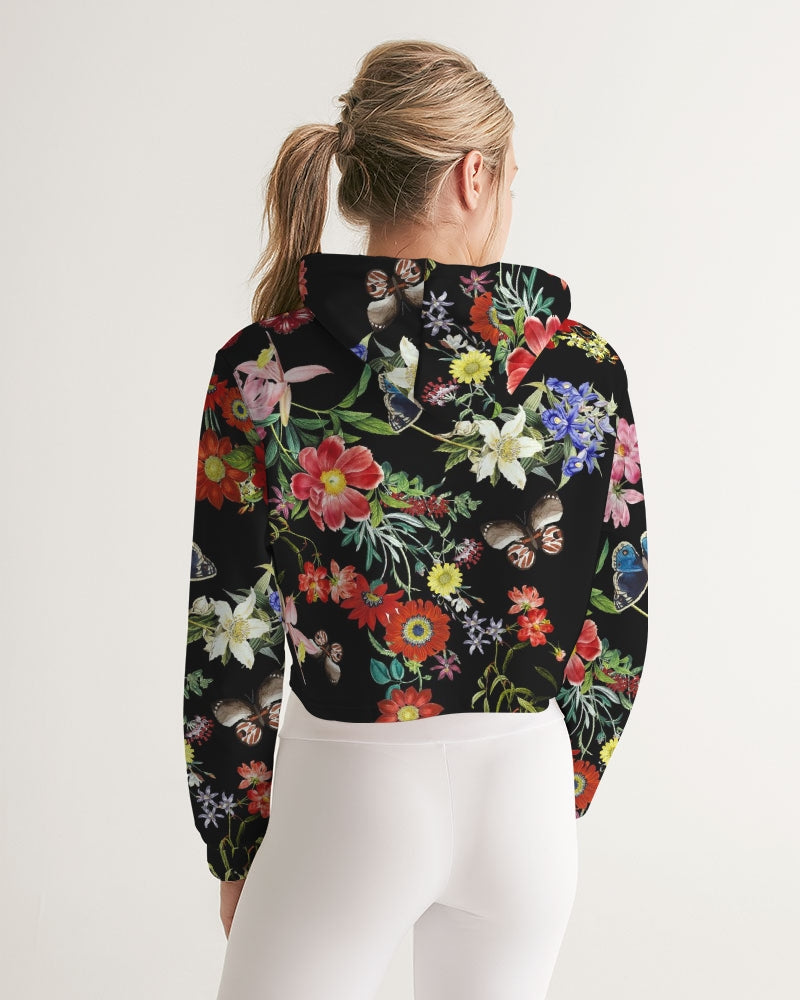 Floral Butterfly Cropped Hoodie