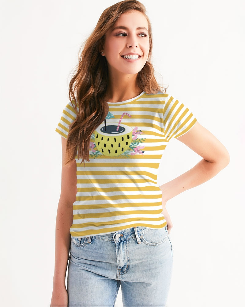 Summer Bright yellow strips Tee