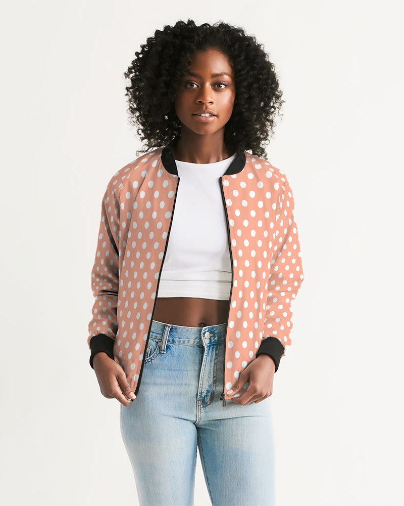 Retro Peach Polka Dot  Bomber Jacket