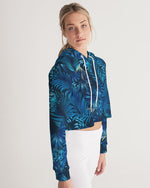 Floral  blue  Cropped Hoodie