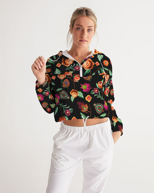 Embroidery Flowers Women's Cropped Windbreaker